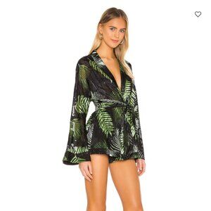 Camila Coelho Amelia Romper in Black Palm Size XS